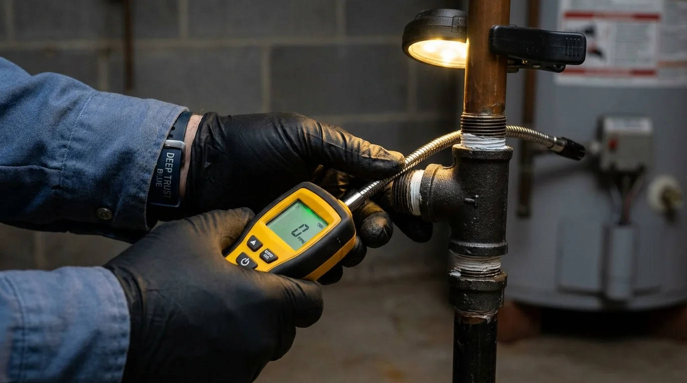 Gas leak detection with electronic sniffer by Johns Plumbing LLC in Rayville