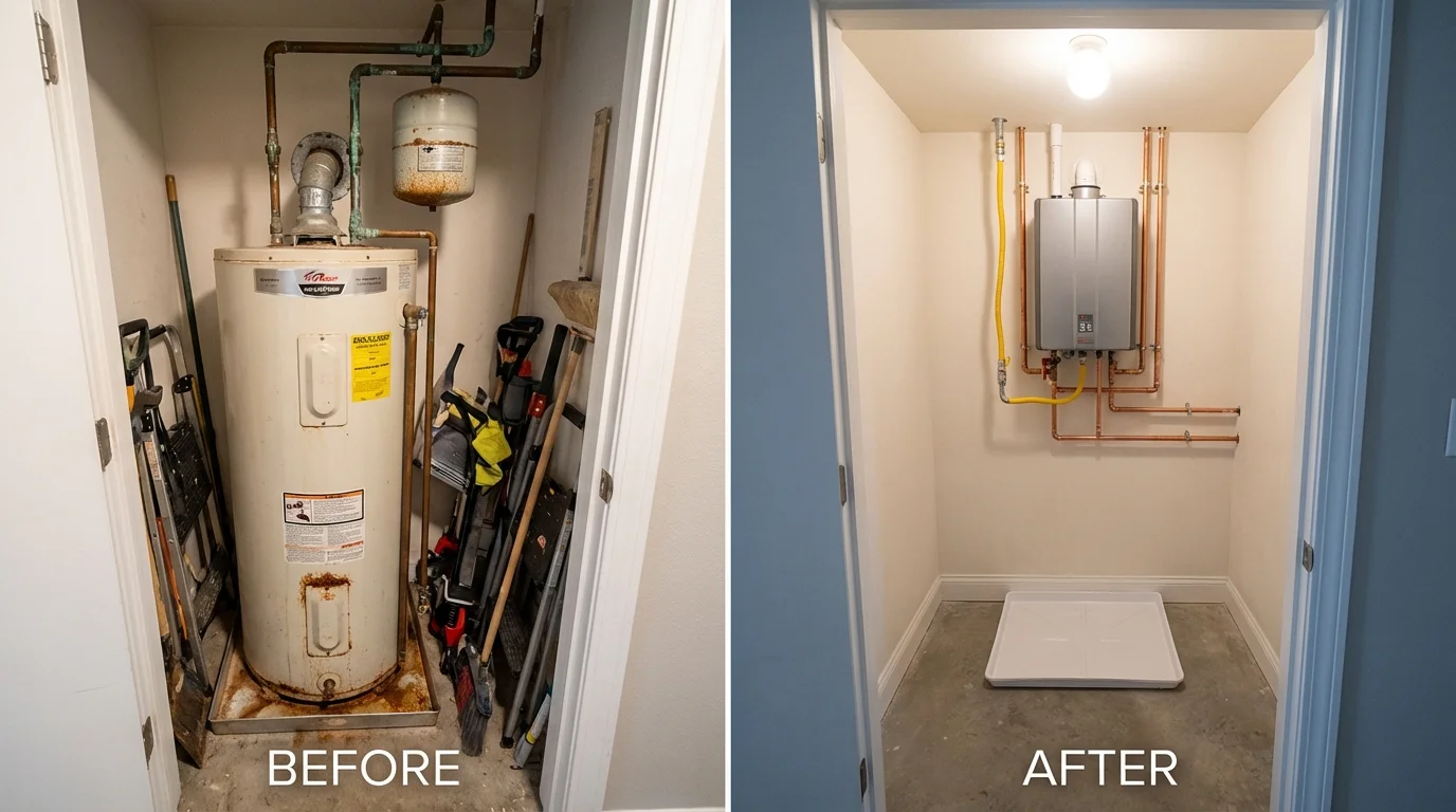 Tank water heater versus wall-mounted tankless unit comparison for Rayville, LA homeowners